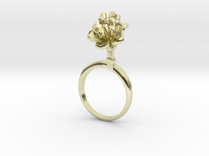 Ring with two small flowers of the Cherry R 3d printed