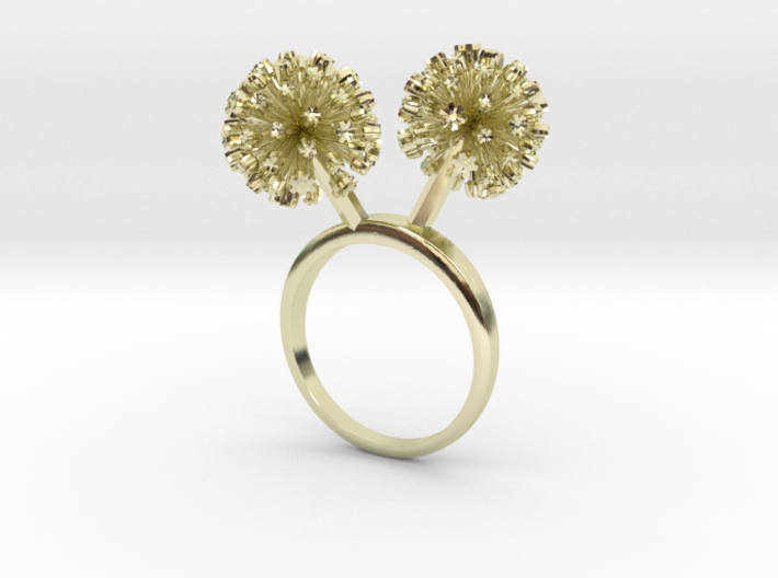 Ring with two small flowers of the Garlic L 3d printed