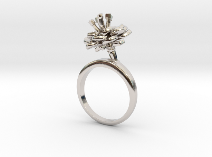 Ring with one small flower of the Peach Inv 3d printed