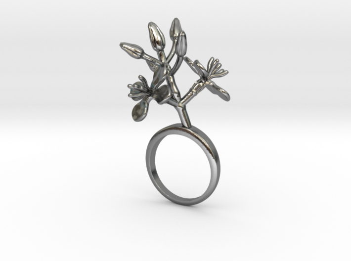 Ring with two small flowers of the Radish L 3d printed