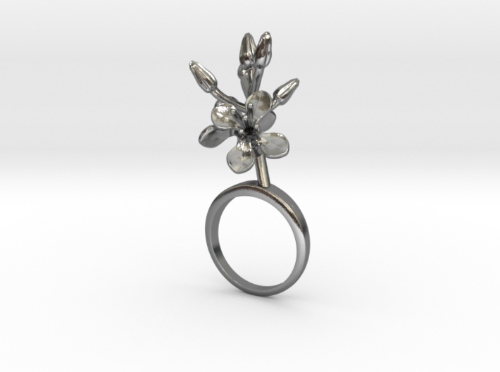 Ring with two small flowers of the Radish R 3d printed