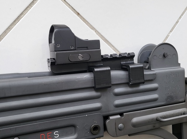Rear mounted rail for North East aisoft uzi 3d printed 