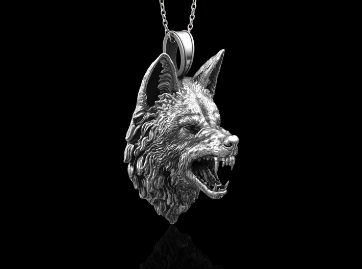 Wolf Pendant_Mouth Open 3d printed 
