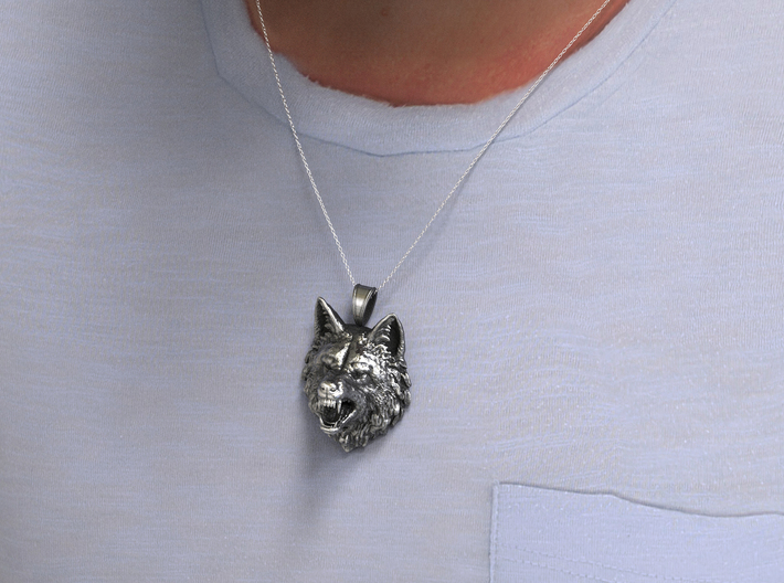 Wolf Pendant_Mouth Open 3d printed 