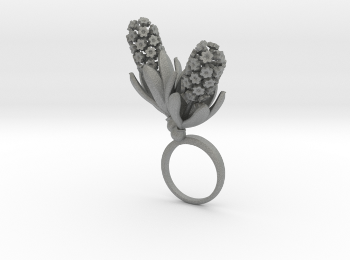 Ring with two large flowers of the Hyacinth R 3d printed