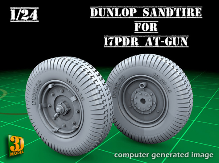 Dunlop Sandtire for 17pdr AT-Gun (1:24) 3d printed 