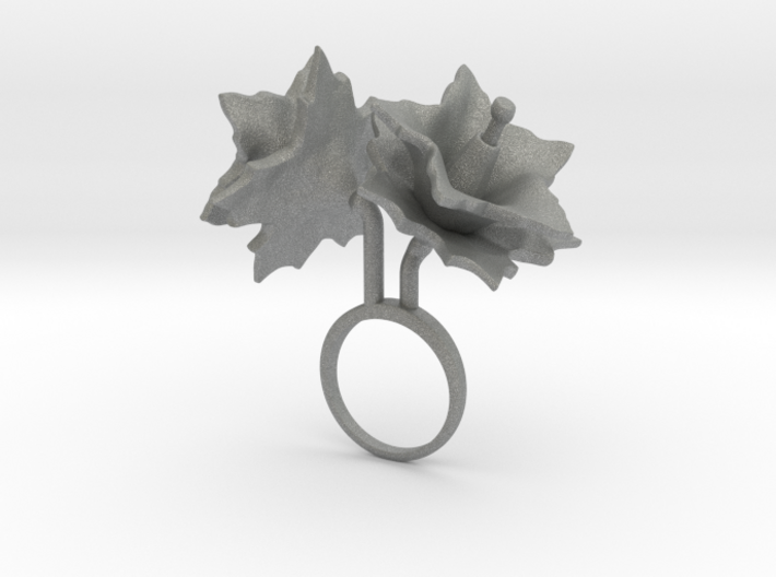 Ring with two large flowers of the Potato 3d printed