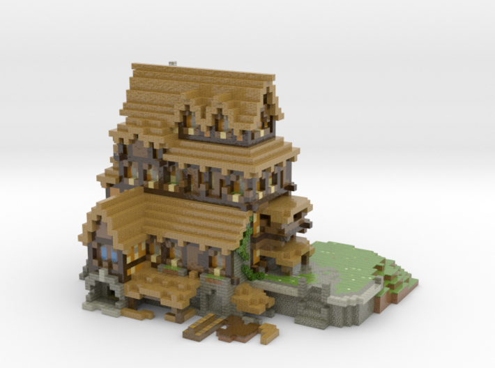 Minecraft Big Medieval Dark Oak House 3d printed