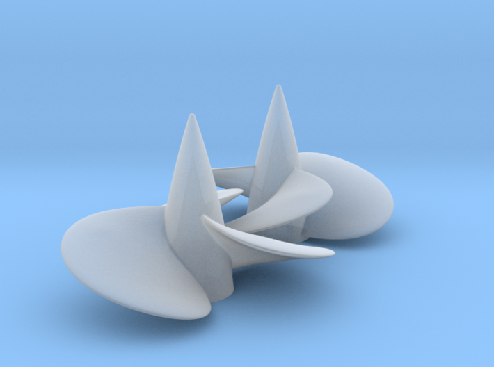 2 boat propellers d50 left and right hand 3d printed