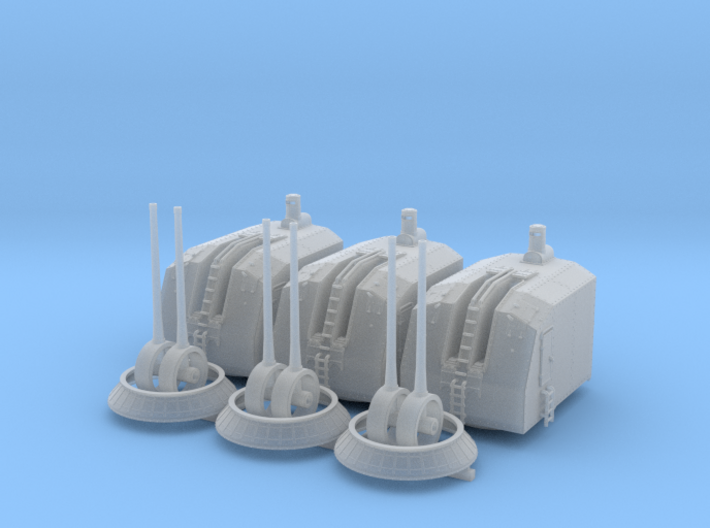 1/200 French Navy 100mm/45 (3.9") CAD Mle 1937 x3 3d printed 