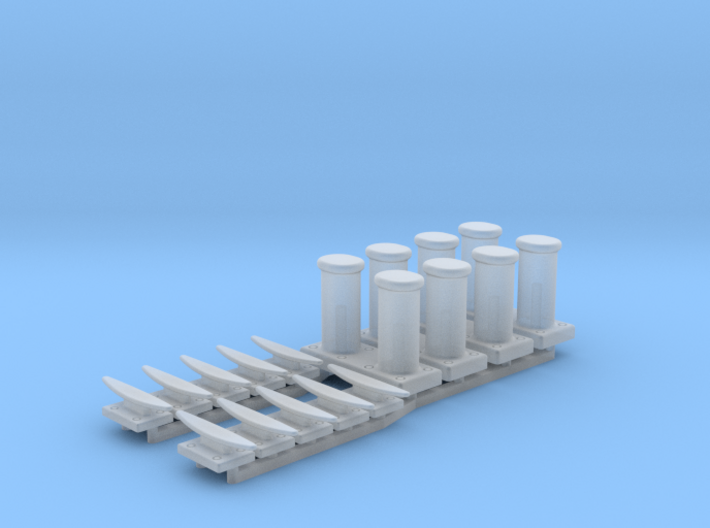 Special Bollards fairlead and cleat set 1/48 3d printed