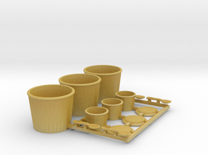 Fastfood Buckets and Cups 1/12 scale 3d printed