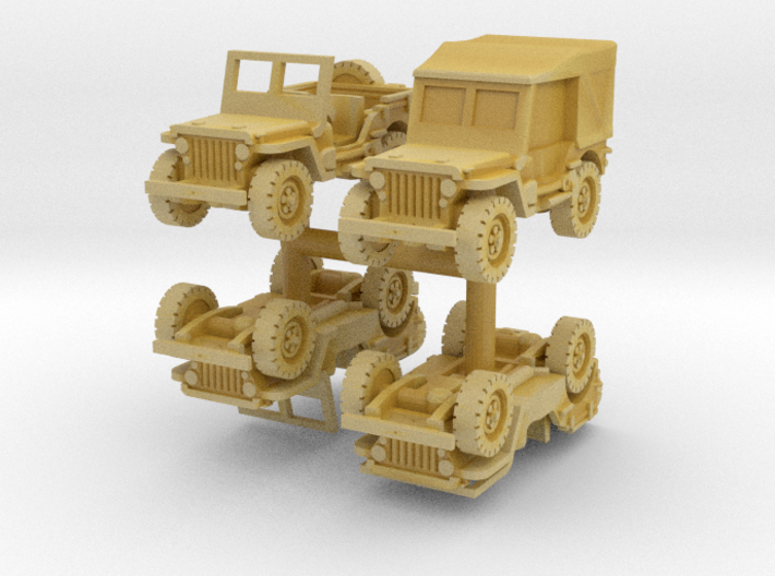 Jeep Willys set (x4) 1/160 3d printed