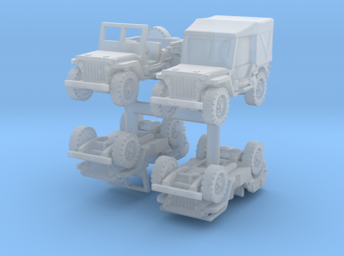 Jeep Willys set (x4) 1/160 3d printed