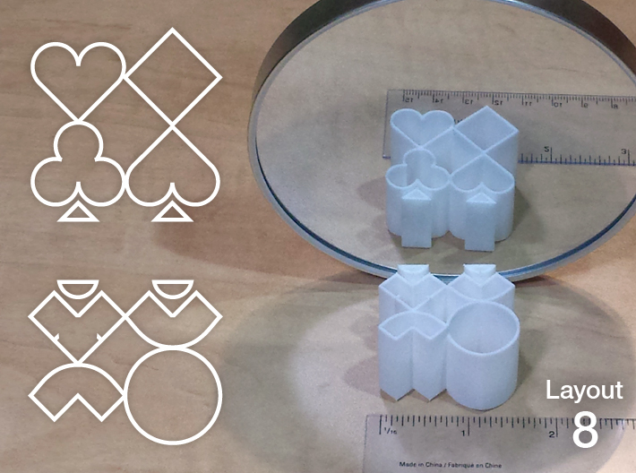 Improved Ambiguous Cylinder Illusion (Layout 8) 3d printed 3D printed object in front of mirror