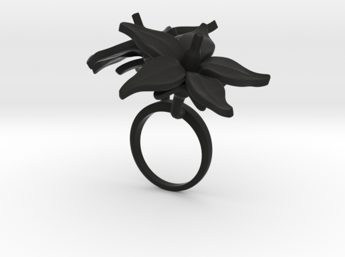 Ring with two large flowers of the Tomato R 3d printed