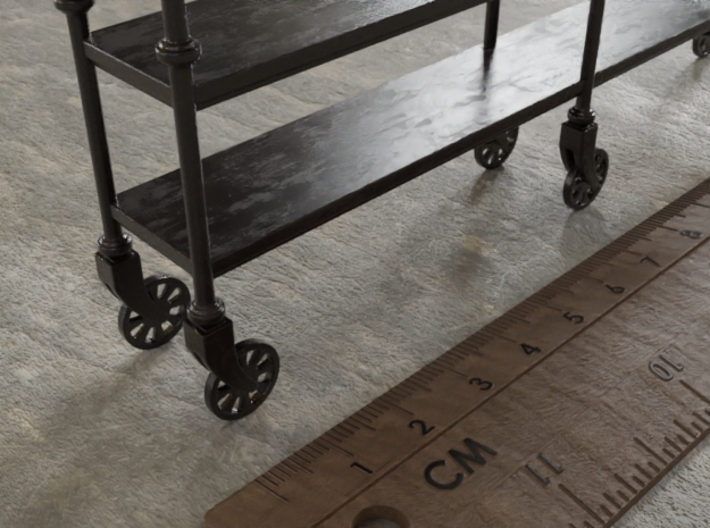 Miniature Industrial Rolling Console Table 3d printed Miniature Industrial Rolling Console Table Render Det03