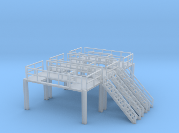 N Scale 3x Refinery Stairs (modular) 3d printed