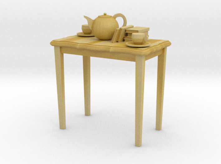 HO scale 26.5 in. height table with books &amp; tea po 3d printed