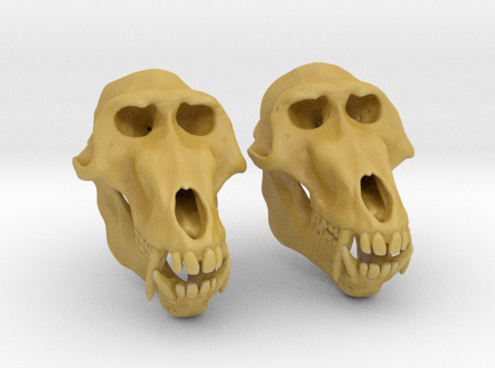 Baboon Skull Earrings - closed jaw 3d printed