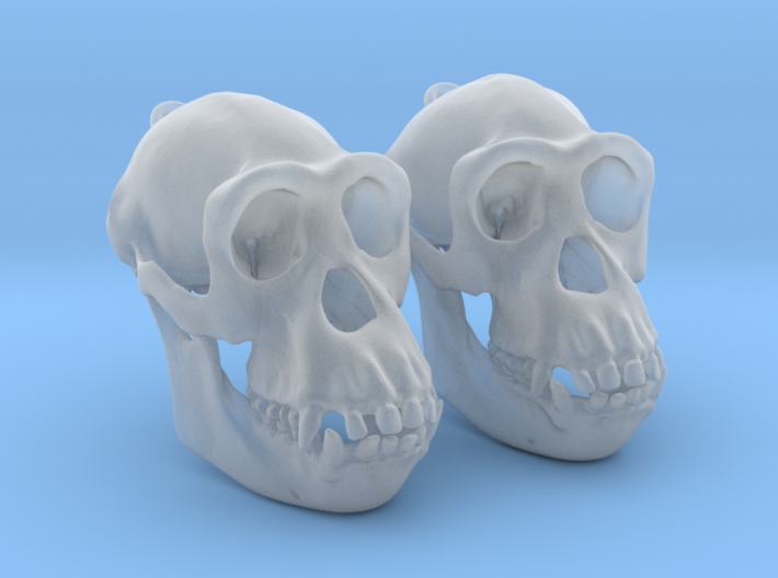 Chimpanzee Skull Earrings (Pair of 2) 3d printed