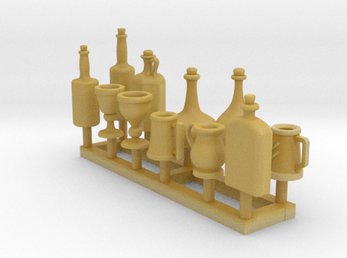 Medieval style tankards, wine bottles - 1/48 scale 3d printed 