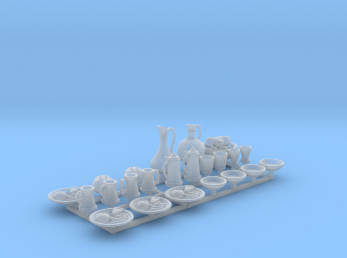 Medieval Feast table. 23 pieces for 1/24 scale 3d printed