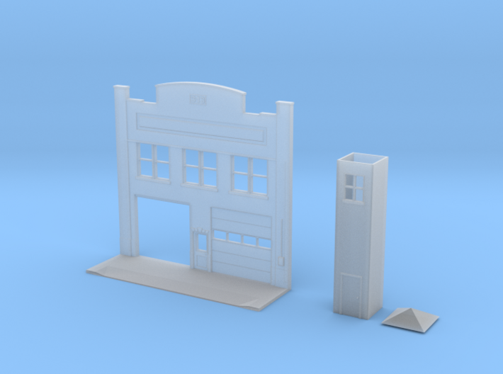 N-Scale Urban Fire Station Facade w/ Driveway 3d printed