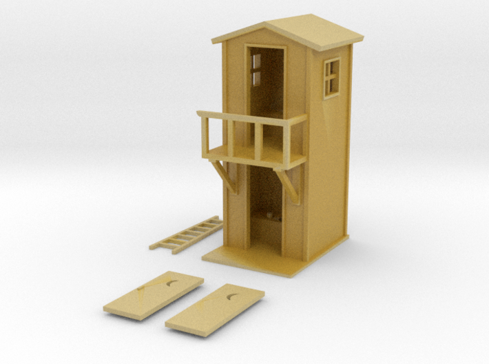 N-Scale 2-Storey Outhouse 3d printed 