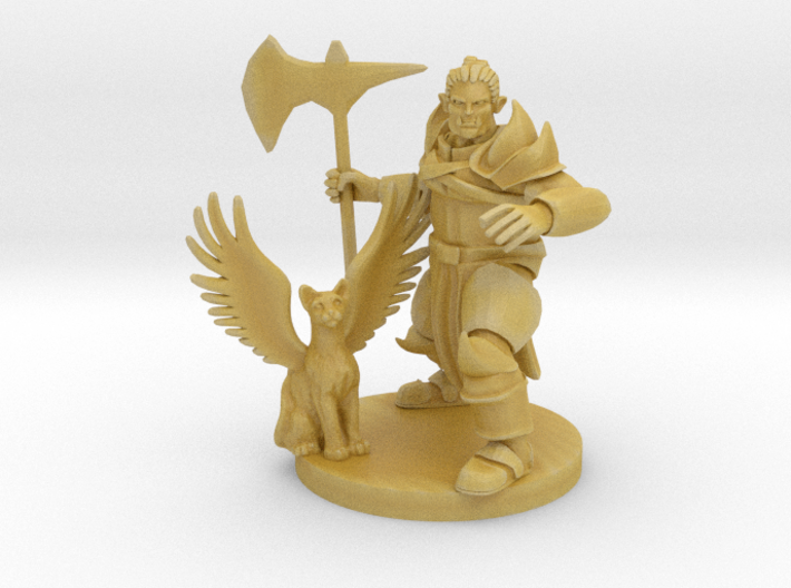 Half Orc Knight with Flying Kitty 3d printed 