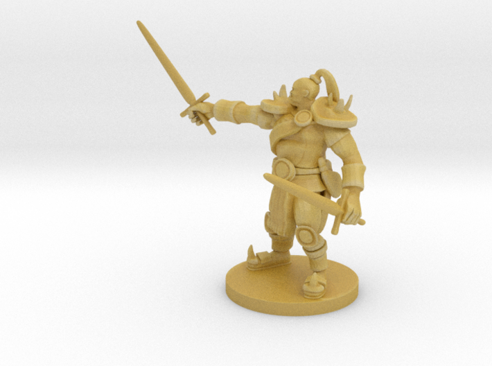 Half Orc Male Barbarian two swords 3d printed 