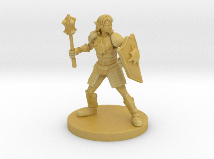 Elven Female Light Cleric with Mace and Shield 3d printed 