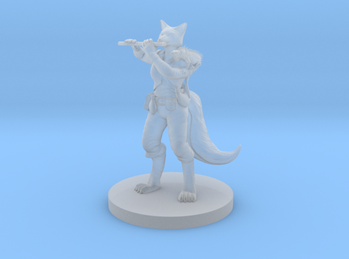 Kitsune Female Bard with Flute and Lizard 3d printed