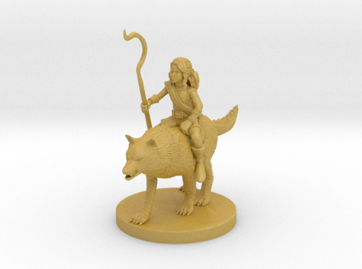 Halfling Female Druid riding a Wolf 3d printed 