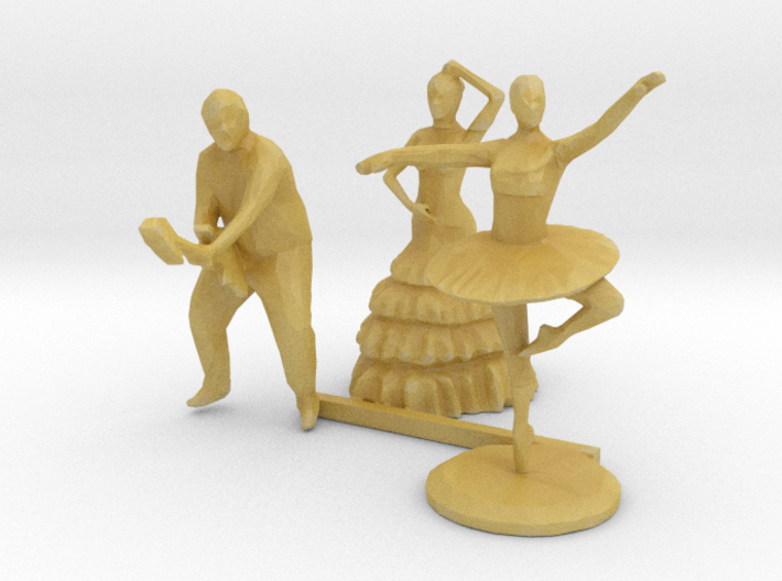 HO Scale Guitar Player & Dancers 3d printed 