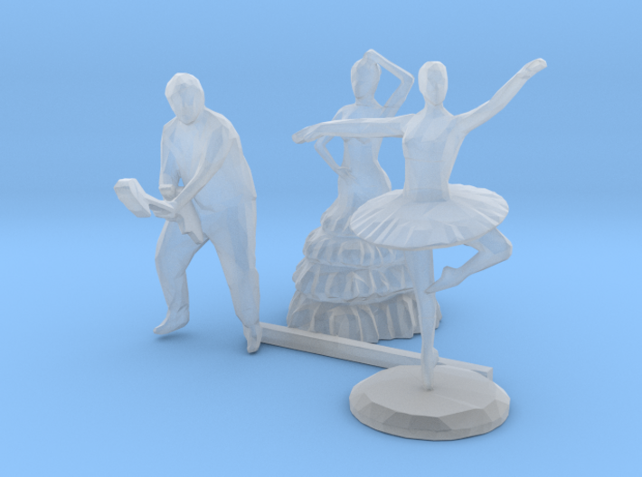 HO Scale Guitar Player &amp; Dancers 3d printed