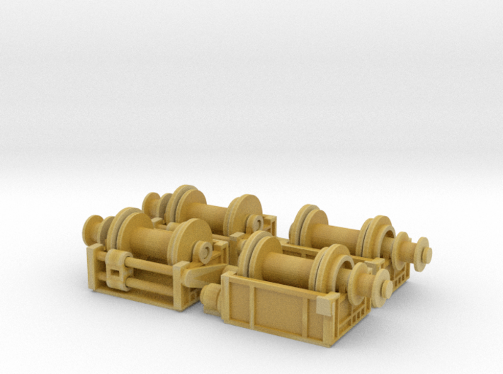 4 Deck Winches Z scale  3d printed 
