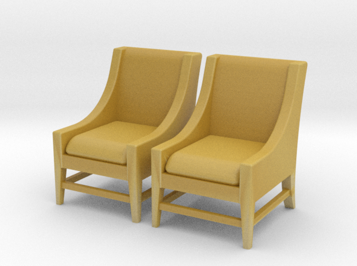 1:48 Contemporary Slipper Chair, Set of 2 3d printed 