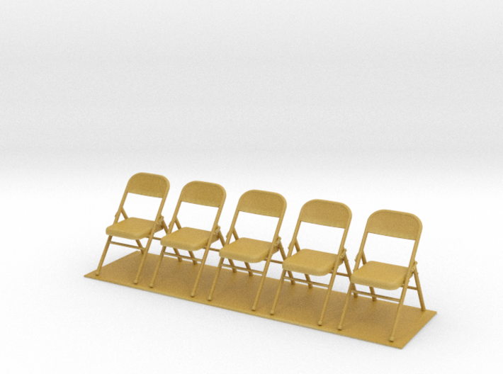 Metal Folding Chair 1/35 scale UNFOLDED set of fiv 3d printed 