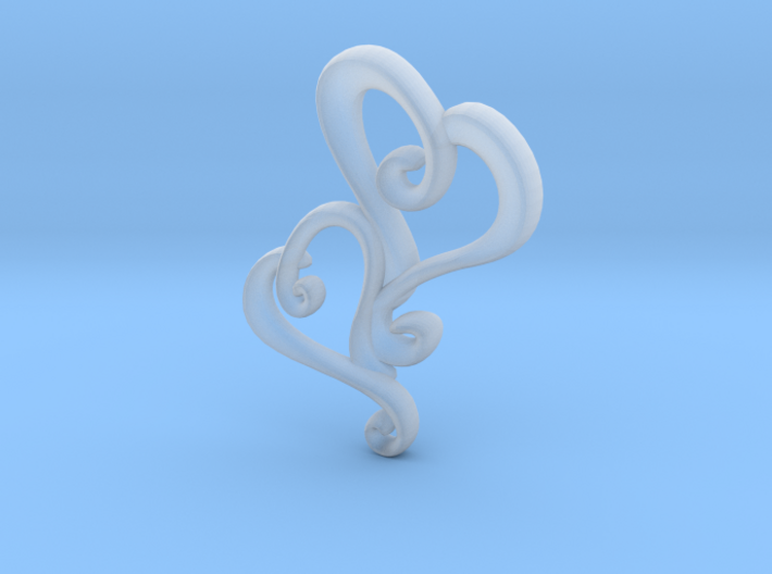 Swirly Hearts Pendant/Keychain 3d printed