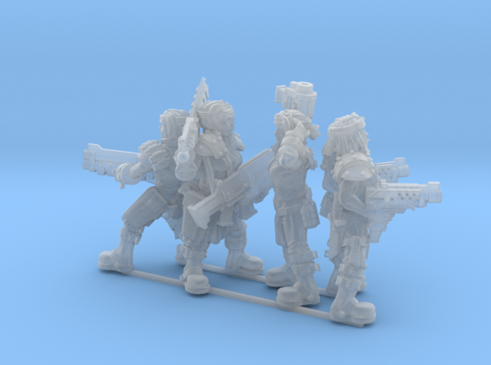 Female Miner Gang with Mixed weapons 3d printed