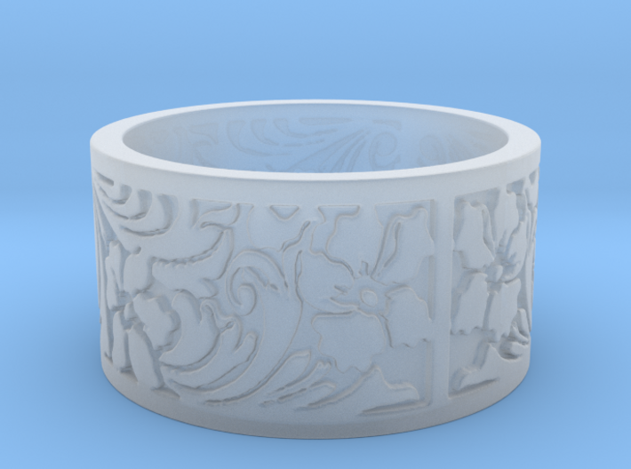 Floral ss Ring Size 8 3d printed