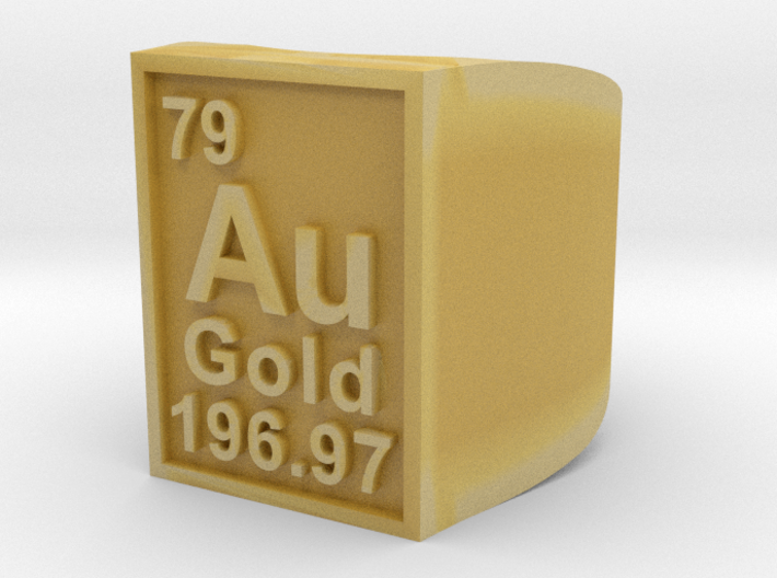 Gold Periodic Table Statement Ring Size 10 3d printed