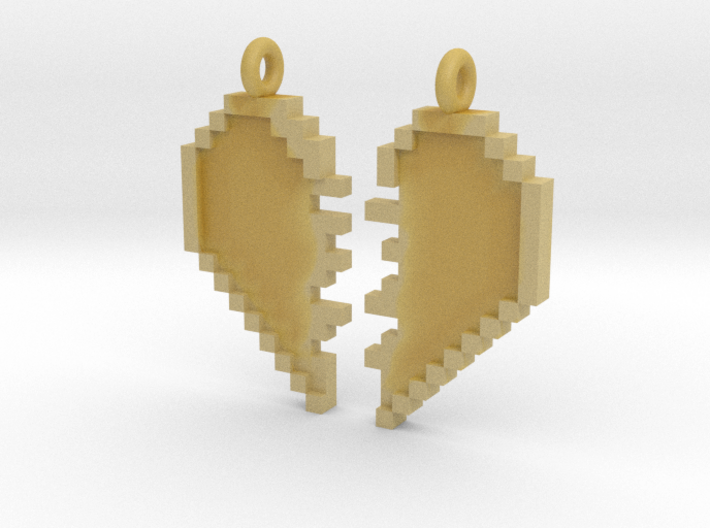 Pixel Heart Friendship Pendant 3d printed