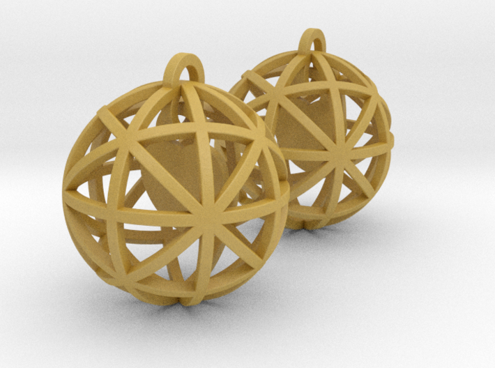 Earrings Heart In A Sphere - 2 Pcs 3d printed