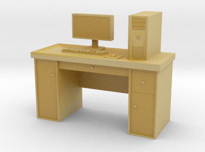HO scale PC with desk 3d printed