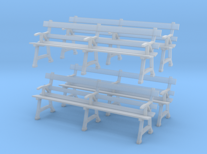 Four station benches (HO) 3d printed