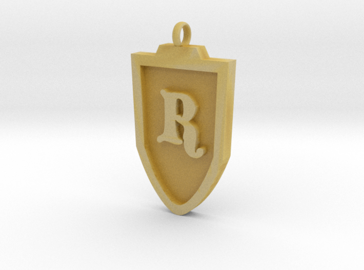 Medieval R Shield Pendant 3d printed