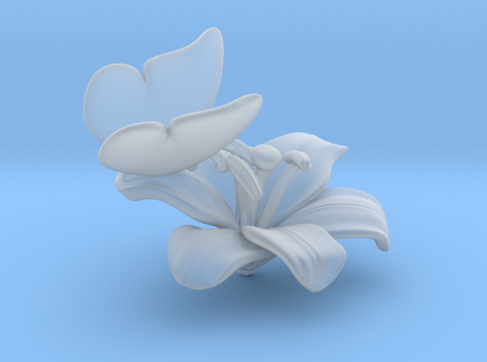 Butterfly And Lily Flower - S 3d printed