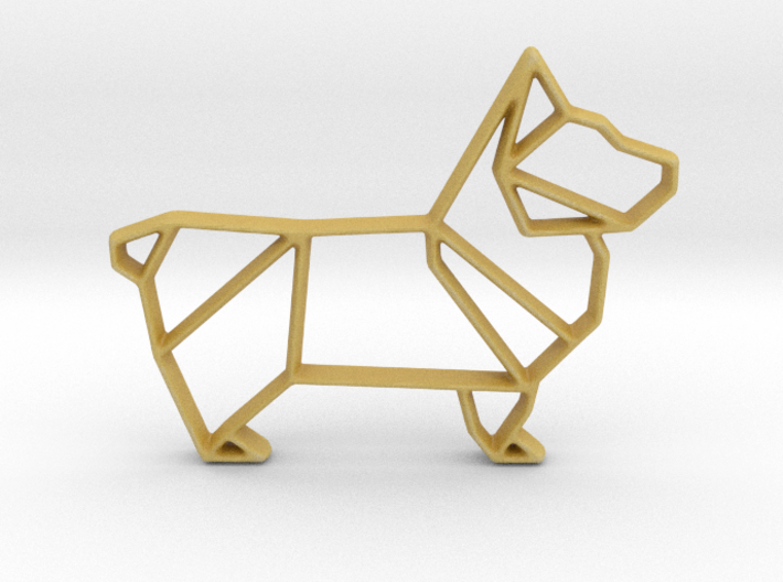 Origami Dog Pendant No.1 3d printed
